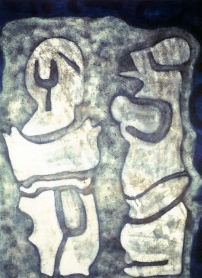 2 Stone Figures Painting