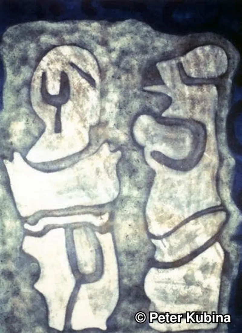 2 Stone Figures Painting