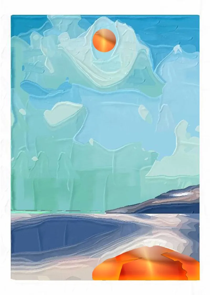 Blue Abstract Orb Landscape