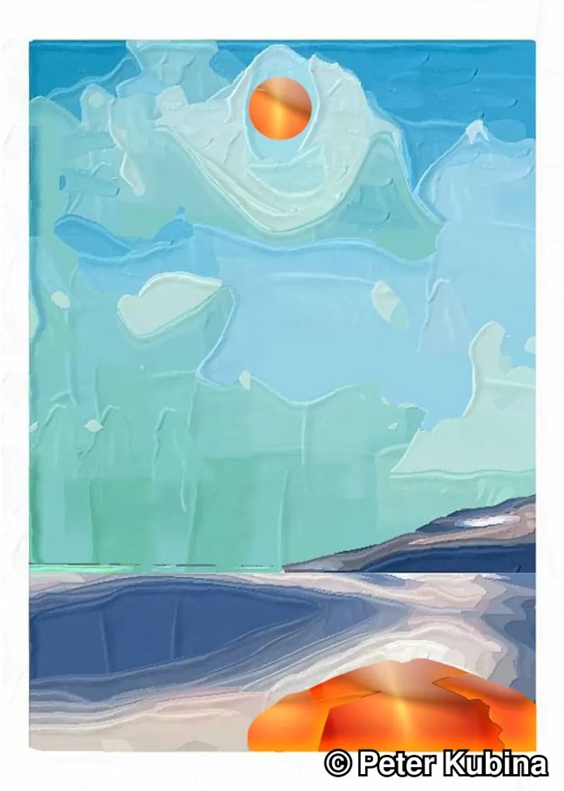 Blue Abstract Orb Landscape