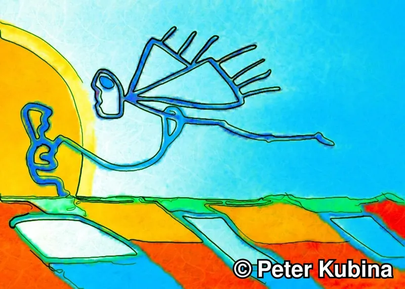 Flying Figure Line Art