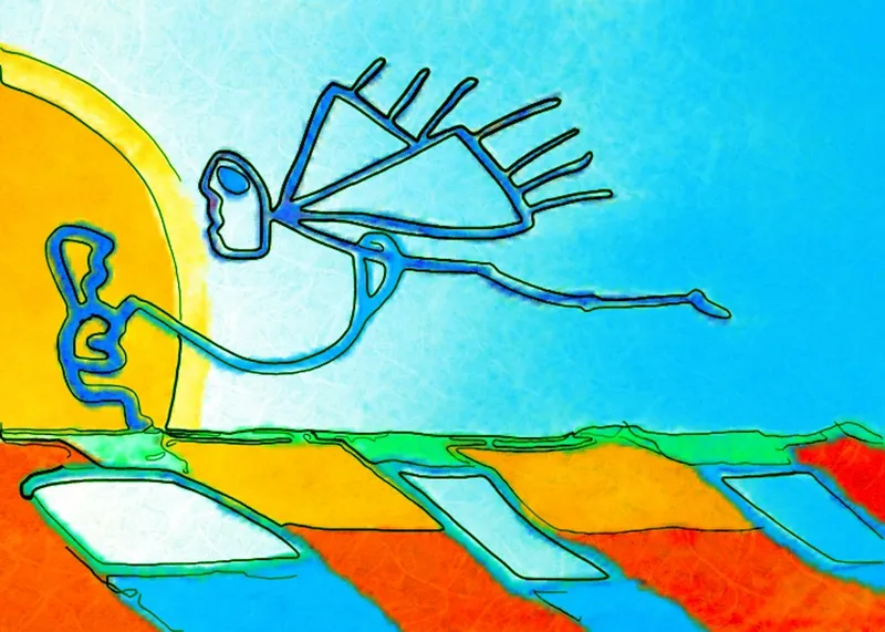 Flying Figure Line Art