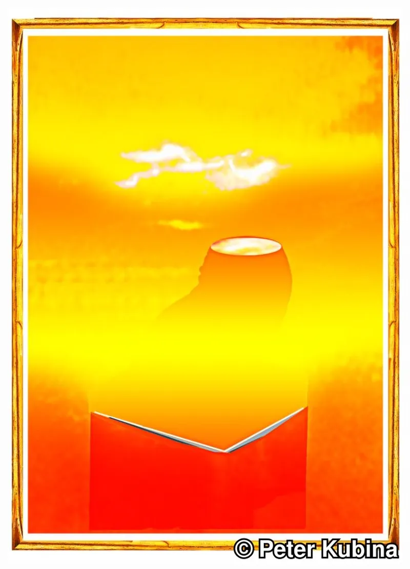 Sunset Geometry Gold Frame